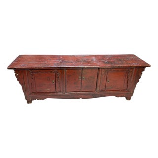 Old Chinoiserie Altar Low Cabinet With Solid Wood 71" W For Sale