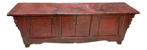 Old Chinoiserie Altar Low Cabinet With Solid Wood 71" W
