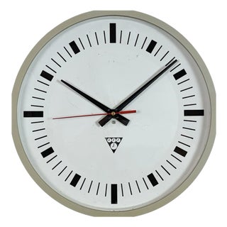Industrial Grey Bakelite Wall Clock from Pragotron, 1970s For Sale