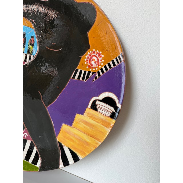 1980s 1980s Lois Barton Hand-Painted Figurative Modernist Art Ceramic Decorative Plate For Sale - Image 5 of 12