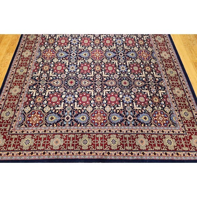 Vintage Persian Tabriz Afshan Rug, Hand-Knotted Wool, Allover Geometric Caucasian Kuba Pattern, Navy & Red, 7x10 For Sale - Image 13 of 18