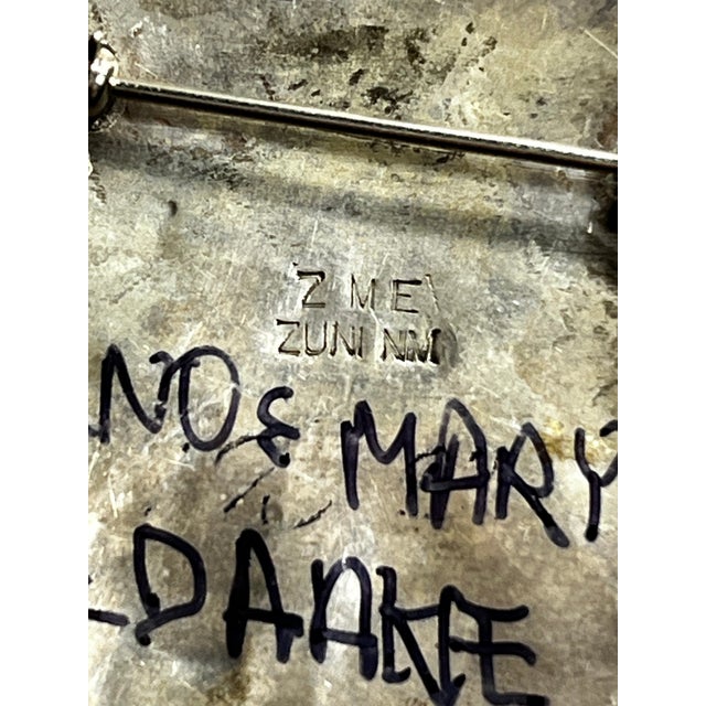 Native American Zuni Vintage Sterling Silver Inlay Pin/Pendant For Sale - Image 4 of 6