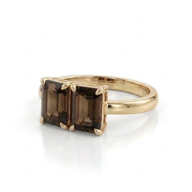 Contemporary Smoky Topaz 925 Silver Handmade Ring - Double Pear Cut Statement Ring Us 7 For Sale - Image 3 of 5