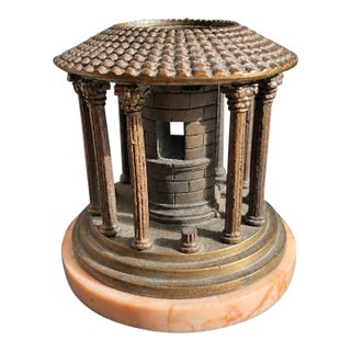 Mid 19th Century Grand Tour Bronze Temple of Hercules Victor Architectural Model on Marble Base For Sale
