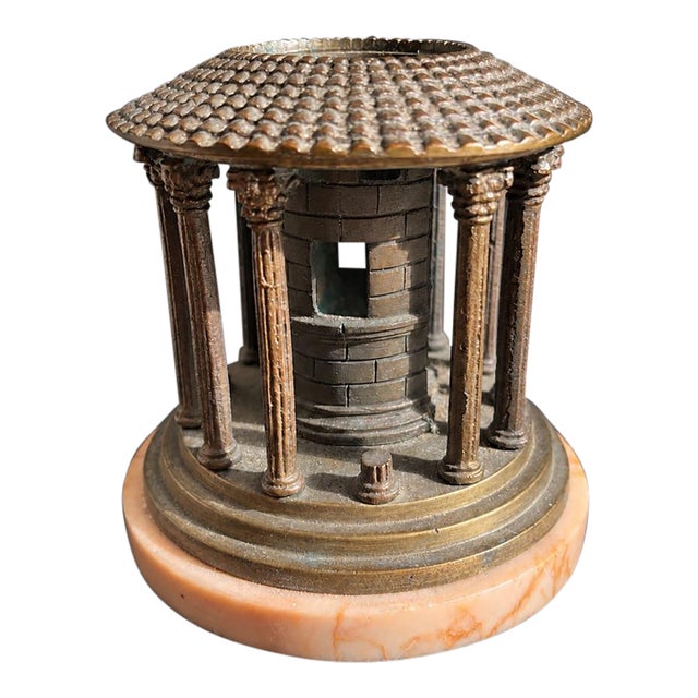 Mid 19th Century Grand Tour Bronze Temple of Hercules Victor Architectural Model on Marble Base For Sale