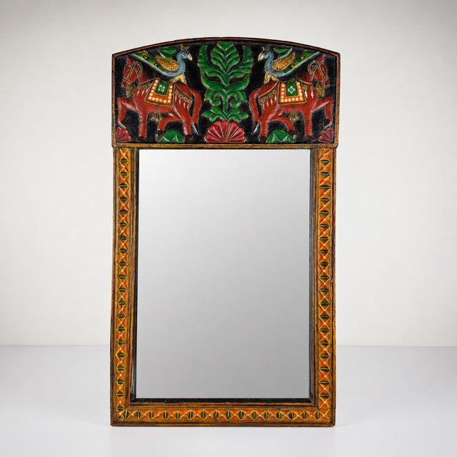 Wood Vintage Wooden Wall Mirror, India, 1970s For Sale - Image 7 of 18