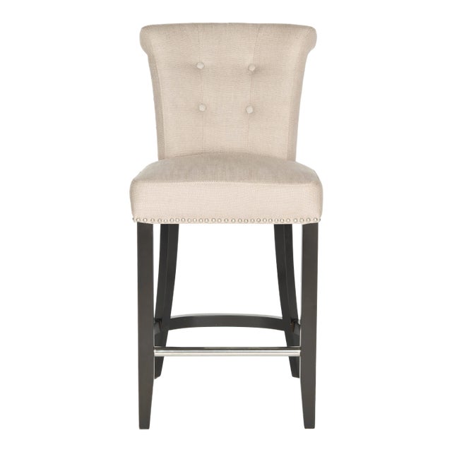 Ring Counter Stool in Biscuit Beige & Espresso For Sale