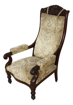 Antique Carved Walnut Armchair, Turn of the 19th and 20th Centuries