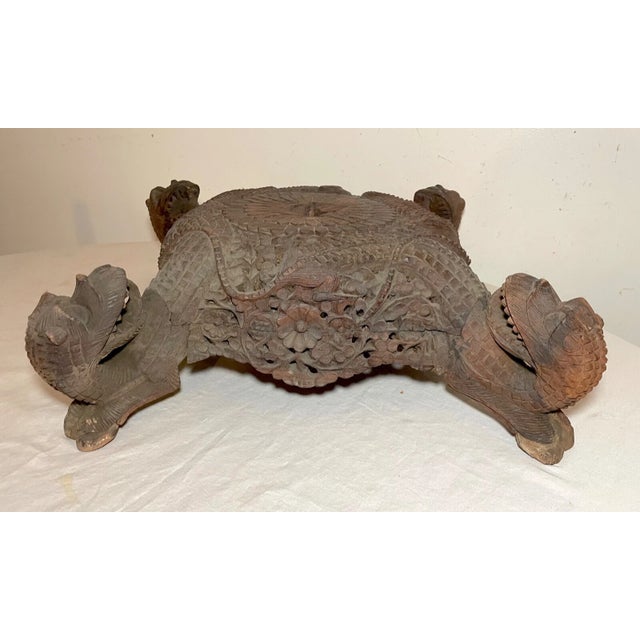 English Large Antique Hand Carved Anglo Indian Figural Dragon Wood Sculpture Base Stand For Sale - Image 3 of 17