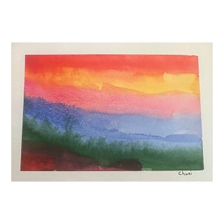 “Ember Sky” Original Abstract Watercolor Painting by Chani MacKay For Sale