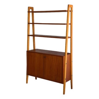 Swedish Teak Wall Unit in Style of Gillis Lundgren Mid Century Modern Bookcase Cabinet 1960s For Sale