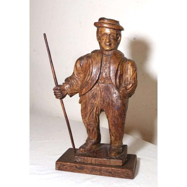 Up for sale is a rare antique hand carved wooden Folk Art figural sculpture made in 1751. It's nicely carved by hand out...