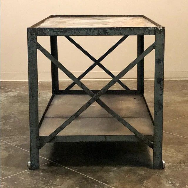 Antique Industrial Steel Cart ~ Table For Sale - Image 4 of 11