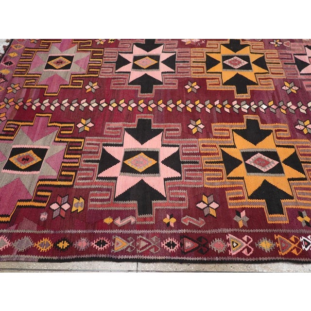 Mid 20th Century Galerie Shabab Collection Mid-20th Century Turkish Flatweave Kilim Carpet For Sale - Image 5 of 8