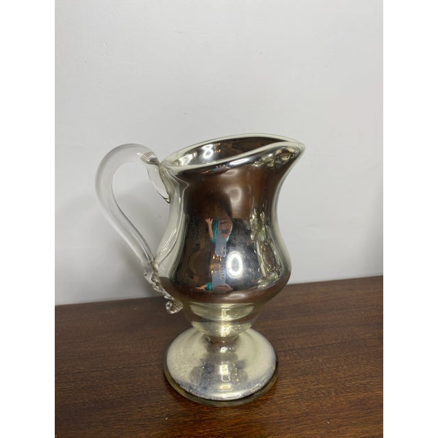 Silver Antique Late 19th Century Mercury Glass Pitcher For Sale - Image 8 of 8