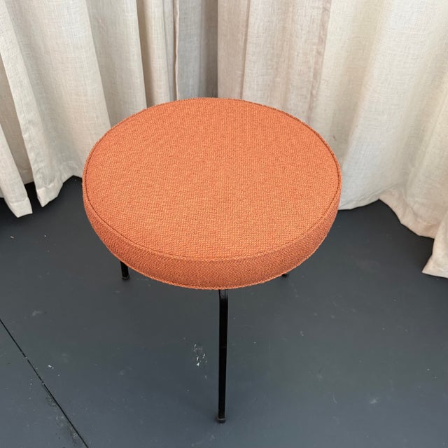 Mid 20th Century Mid-Century Modern Round Upholstered Vanity Stool For Sale - Image 5 of 6
