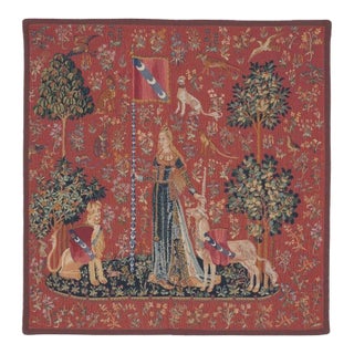 Lady With Unicorn - Touch Loom Woven Tapestry - 82 X 82 Cm (2'8" X 2'8") - Requires Rod Size 2 For Sale