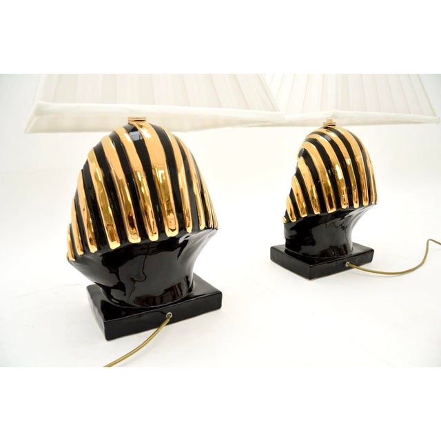1980s Vintage Italian Ceramic Pharaoh Table Lamps, 1980s, Set of 2 For Sale - Image 5 of 11