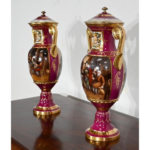 Paris Porcelain Vases, 20th Century, Set of 2 For Sale - Image 3 of 18
