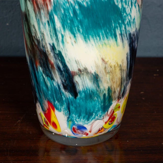 Glass Vintage Italian Hand Blown Millefiori Glass Vase, Murano, 1980s For Sale - Image 7 of 9