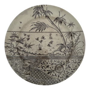Late 19th-Century English Staffordshire Brown Transferware Plate