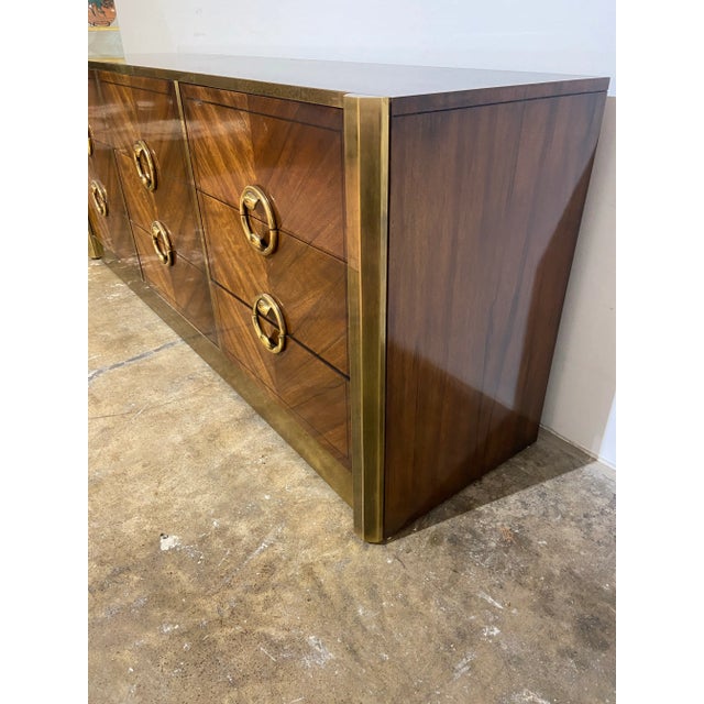 Contemporary Postmodern Mastercraft Triple Dresser With Ebony Inlay For Sale - Image 3 of 9