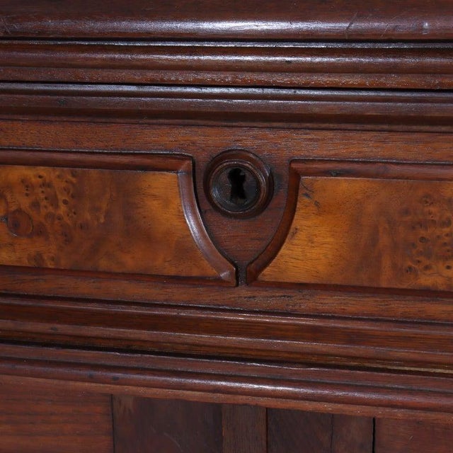 Late 19th Century Antique Walnut & Burl Drop Front Desk With Teardrop Pulls C1880 For Sale - Image 5 of 16