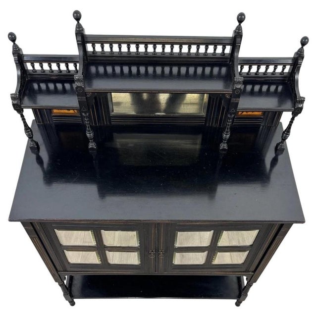 19th Century Antique English Ebonised Aesthetic Movement Cabinet For Sale - Image 3 of 11
