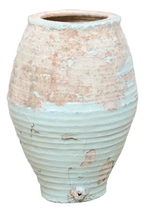 19th Century Spanish Rustic Blue Glazed Clay Jar