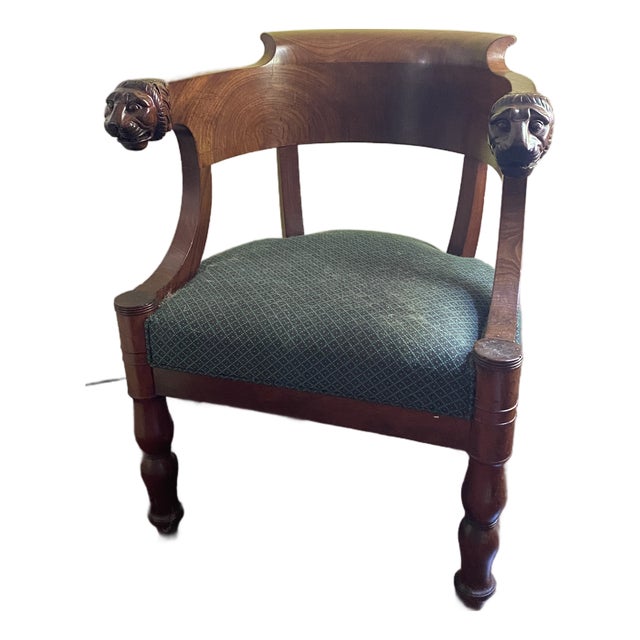 Empire Fauteuil De Bureau or Desk Chair, Circa 1820 For Sale
