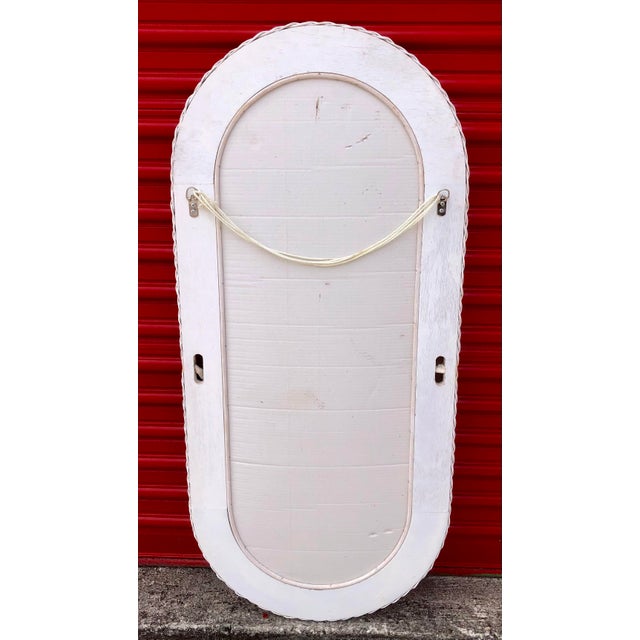 White Vintage Arched White Wicker Full Length Dressing Wall Mirror For Sale - Image 8 of 9
