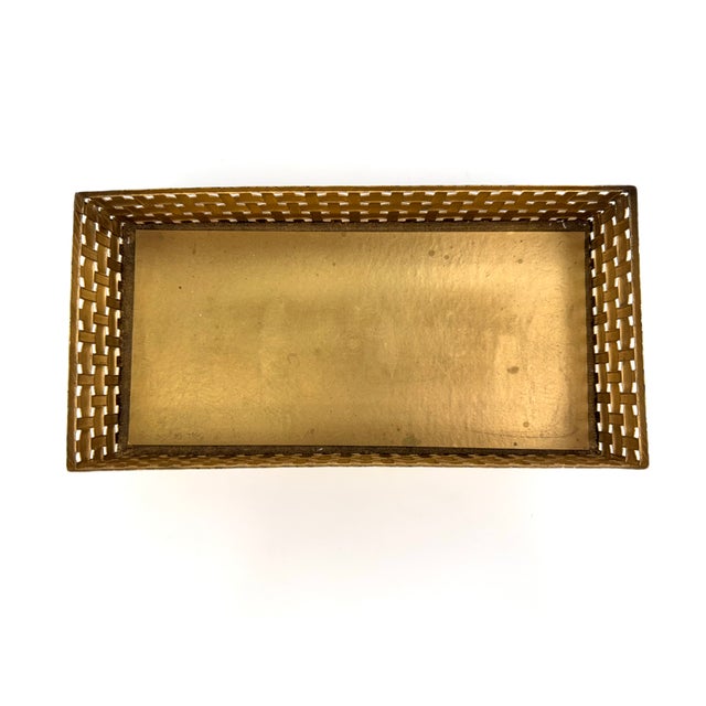 Vintage Hollywood Regency Gold-Tone Basket Weave Tissue Box & Guest Towel Holder For Sale - Image 10 of 12