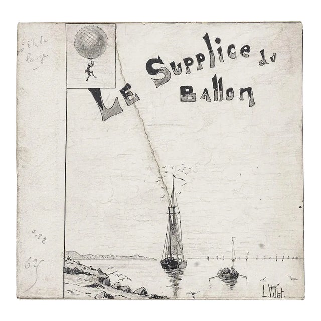 Le Supplice du Ballon - Ink and Pencil on Cardboard - L. Vallet - 20th century 20th century For Sale