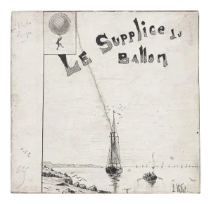 Le Supplice du Ballon - Ink and Pencil on Cardboard - L. Vallet - 20th century 20th century