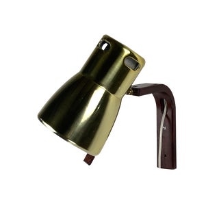 Swedish V488 Wall Light in Teak and Brass by Hans Agne Jakobsson, 1960s For Sale
