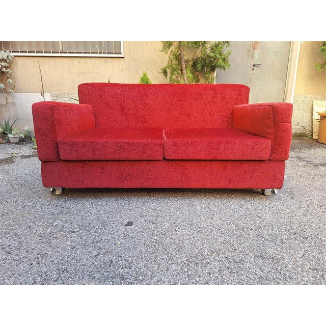 Azucena Fasce Cromate Sofa in Red Fabric by Luigi Caccia Dominioni for Azucena, 1960s For Sale - Image 4 of 18