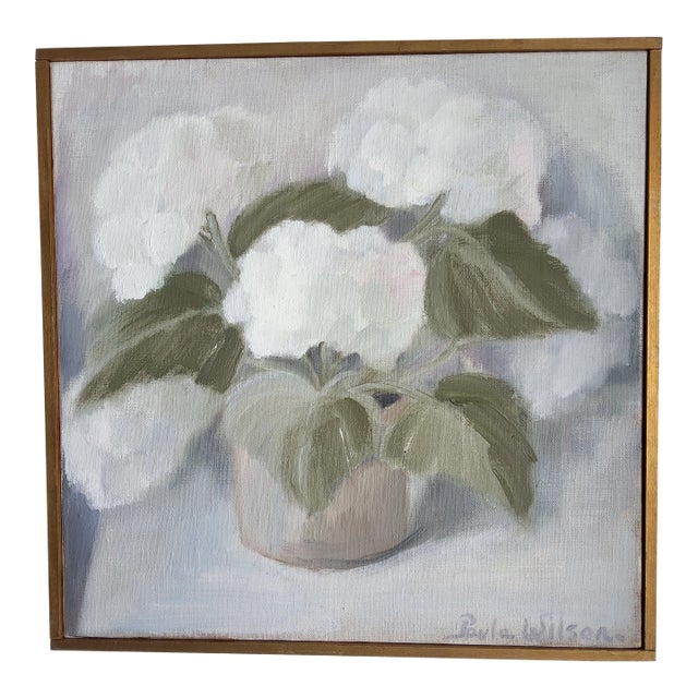 Vintage Mid Century Still Life Oil Painting by Swedish Artist Paula Wilson For Sale
