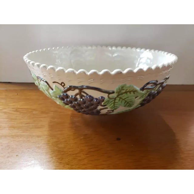 Mid-Century Modern Circa 1970 Iridescent Ceramic Grapevine Pattern Centerpiece Bowl For Sale - Image 3 of 6