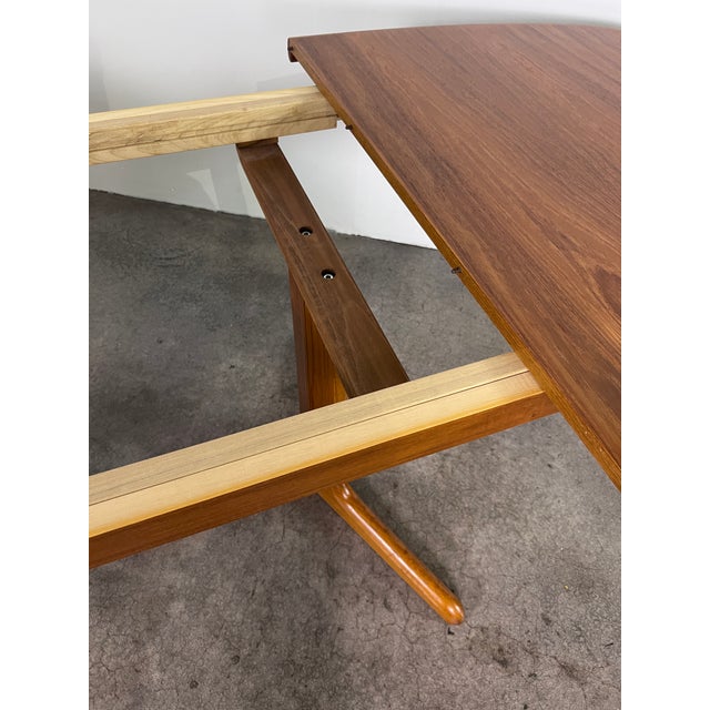 Brown 1970s Mid Century Danish Modern Teak Expanding Dining Table With Two Hide-a-Way Leafs For Sale - Image 8 of 10