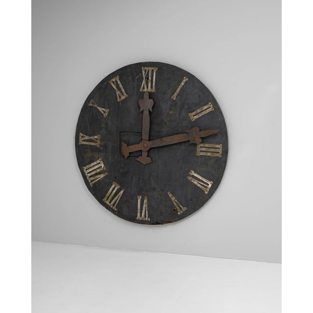 Industrial 19th Century Central European Industrial Metal Wall Clock Face For Sale - Image 3 of 18