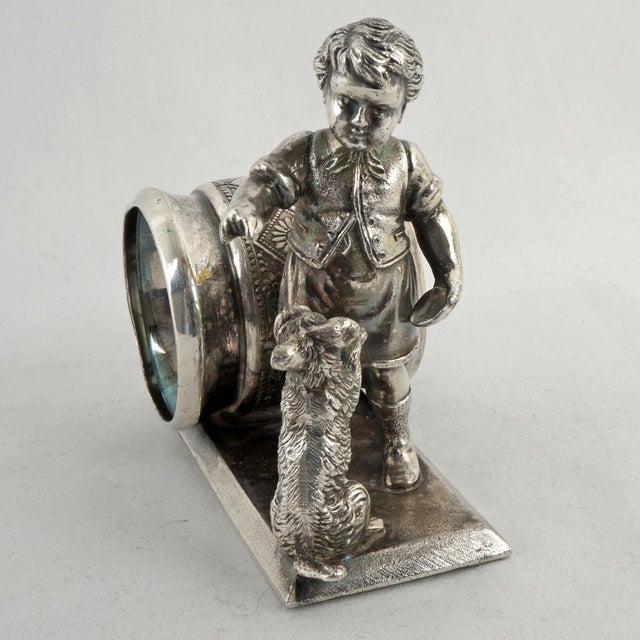 Late 19th Century Victorian Silverplate Meriden Napkin Ring Child and Begging Dog For Sale - Image 5 of 10