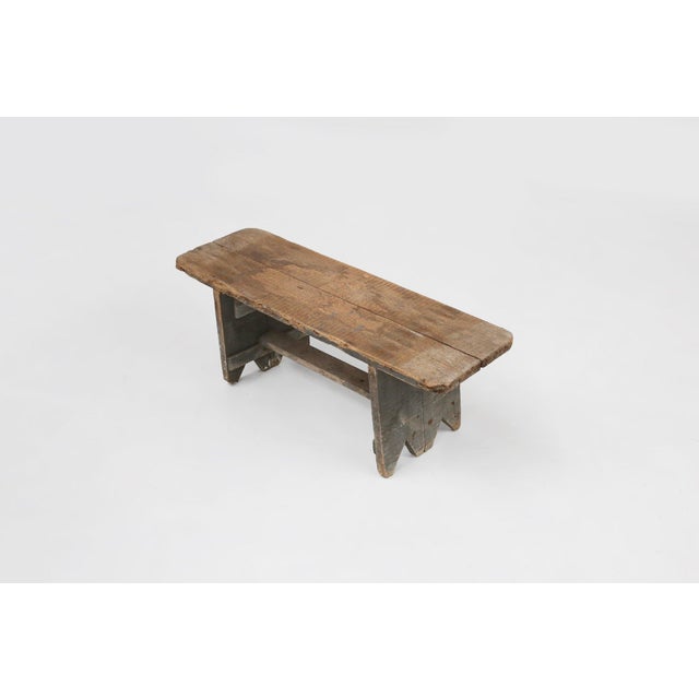 Industrial Grey Wooden Bench, France, 1890s For Sale - Image 5 of 11