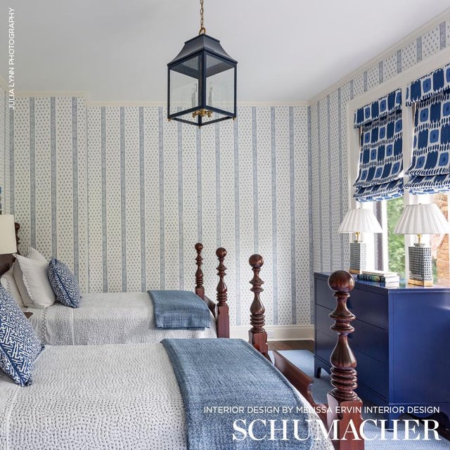 Contemporary Schumacher Kandira Fabric in Blues For Sale - Image 3 of 3