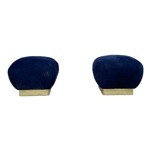 Vintage Brass Poufs by Marge Carson- Set of 2 For Sale