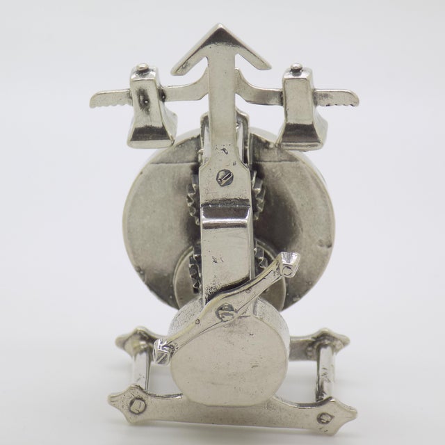 Large Vintage Italian Silver 800 English Clock Figurine from Arezzo, 1980s For Sale - Image 6 of 14