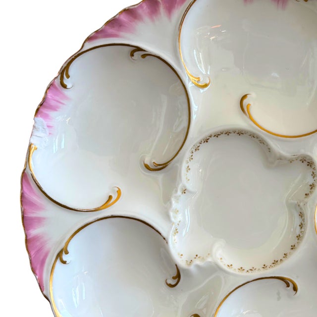 Antique Oyster Plate in French Porcelain from Haviland Limoges, 1890s For Sale - Image 4 of 6