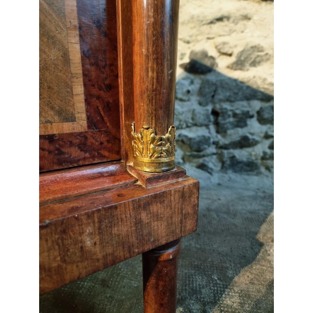 Brown French Empire Bedside Cabinet with Marble Top, 19th Century For Sale - Image 8 of 16