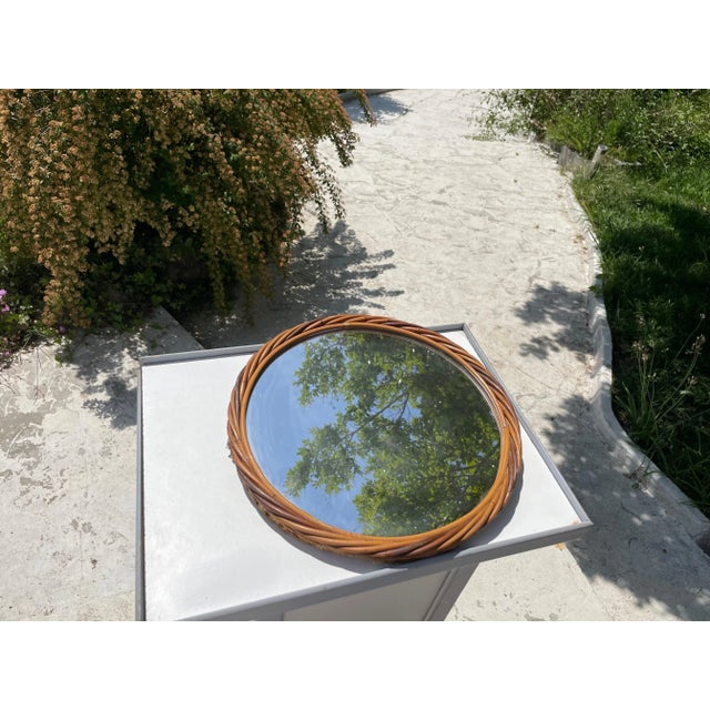 French Mirror in Reed Rattan, 1960 For Sale - Image 3 of 6