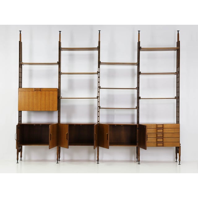Wood Floor-to-Ceiling Bookcase in the style of Franco Albini, Italy, 1960s For Sale - Image 7 of 18