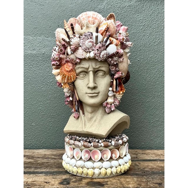 Off-white Vintage Coastal Shell Embellished Bust For Sale - Image 8 of 12